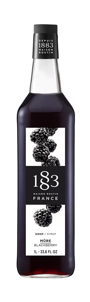 1883 Maison Routin Blackberry Syrup, 1L Bottle (Case of 6) - French Barista Syrup, ~33 Drinks