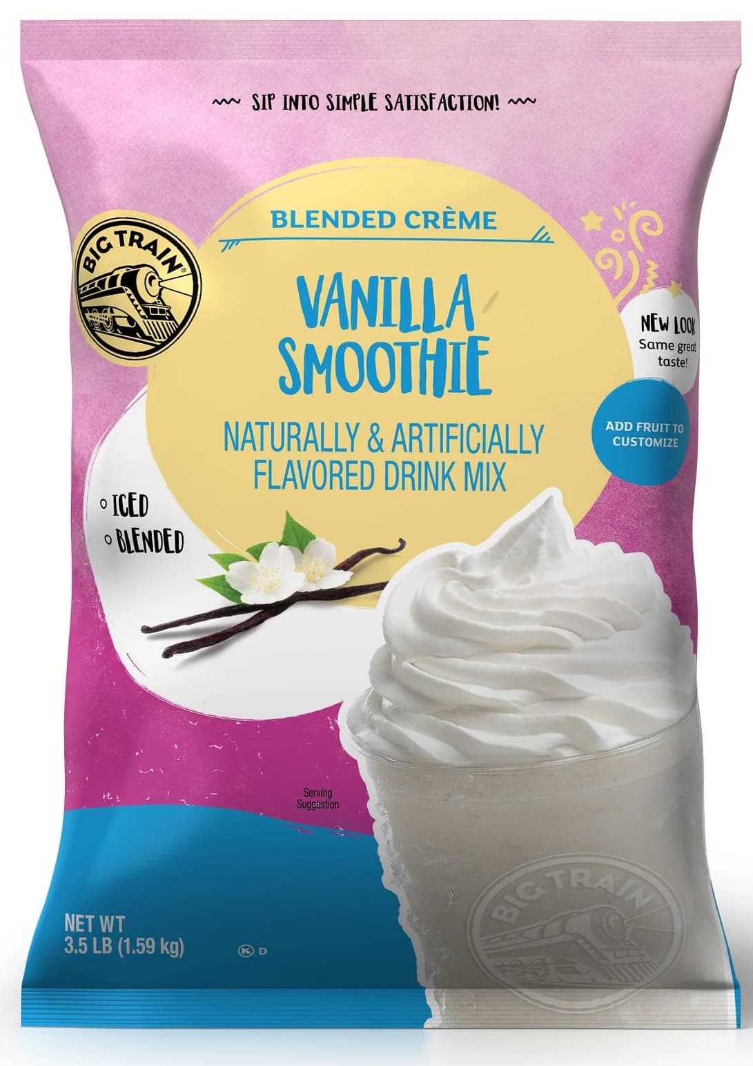 Big Train Vanilla Smoothie Blended Creme Beverage Mix Five 3.5 lb. Bags