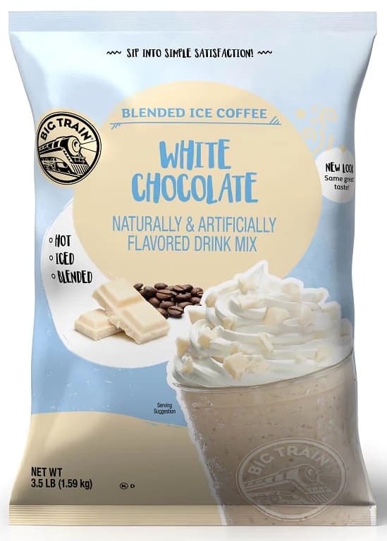 Big Train Original White Chocolate Latte Five 3.5 lb. Bags Blended Ice Coffee Mix, 3.5 lb Bag (Case of 5) - Frappe Base, Just Add Ice