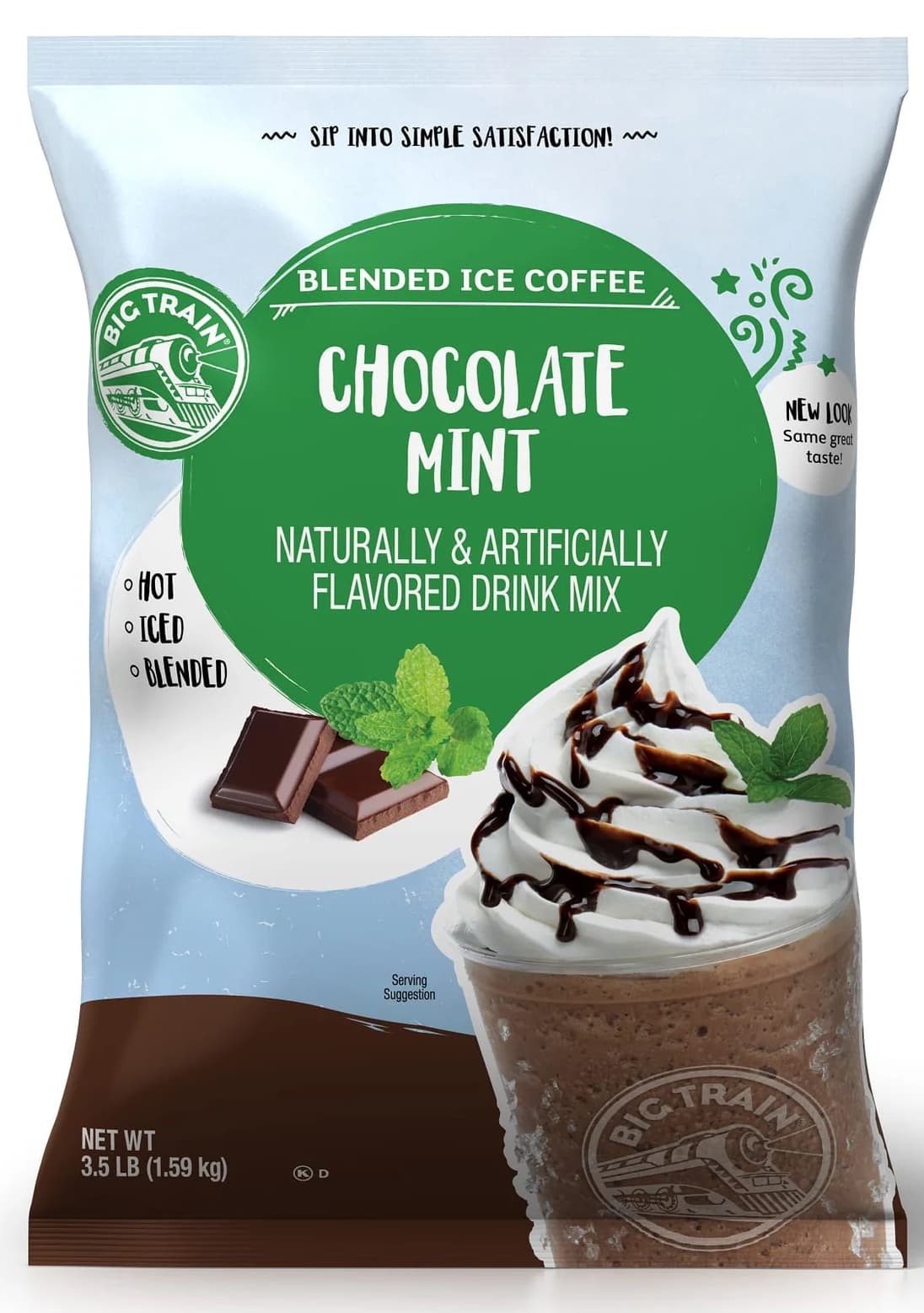 Big Train Chocolate Mint Blended Ice Coffee Mix Five 3.5 lb. Bags