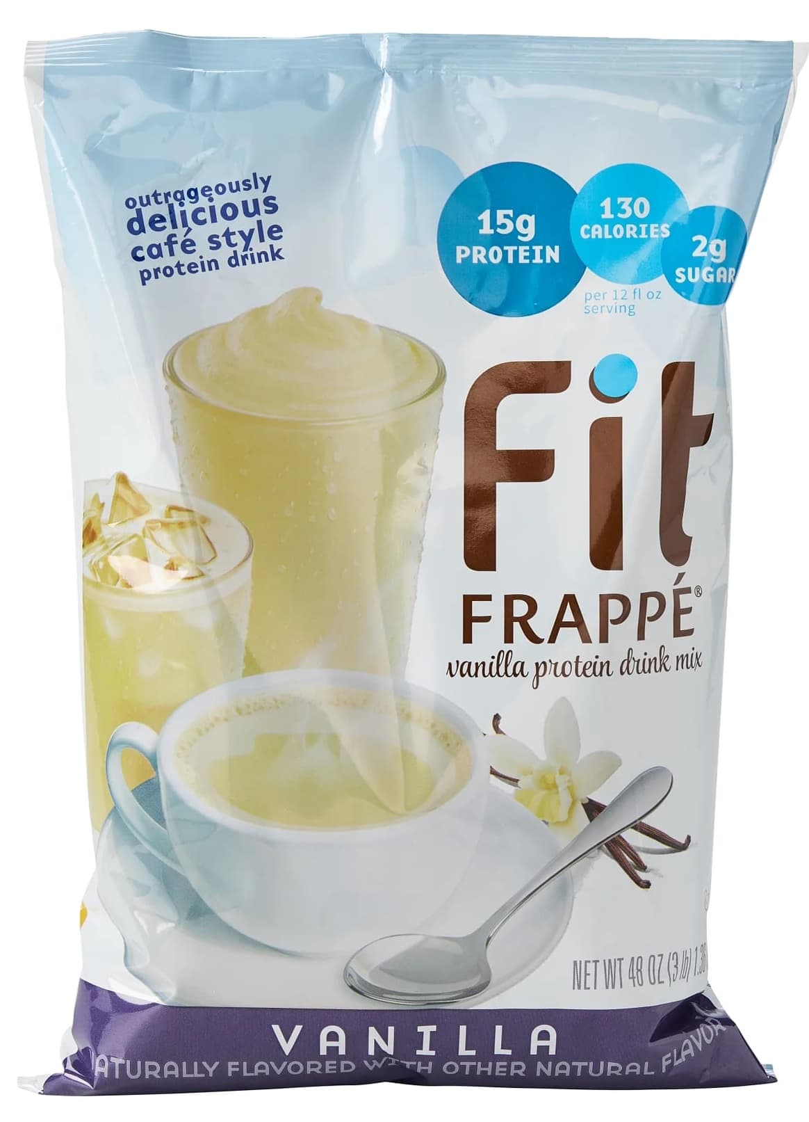 Big Train Fit Frappe Vanilla Protein Drink Mix, 3 lb Bag (Case of 4) - 20g Protein, No Added Sugar