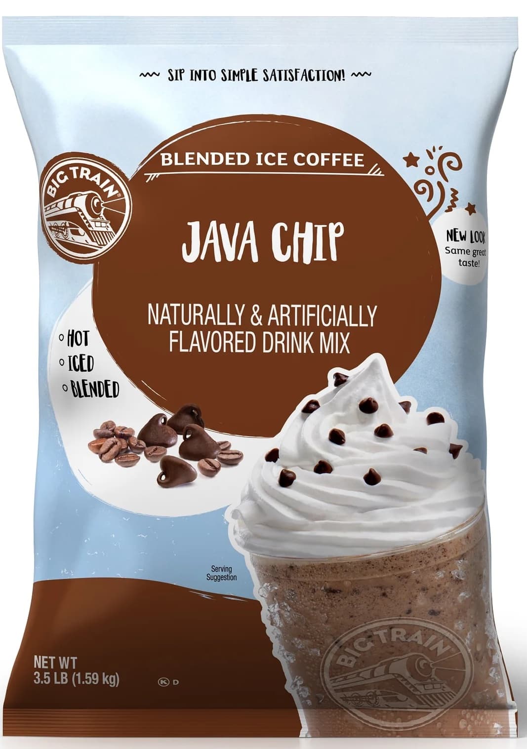 Big Train Java Chip Blended Ice Coffee Mix, 3.5 lb Bag (Case of 5) - Frappe Base, Just Add Ice