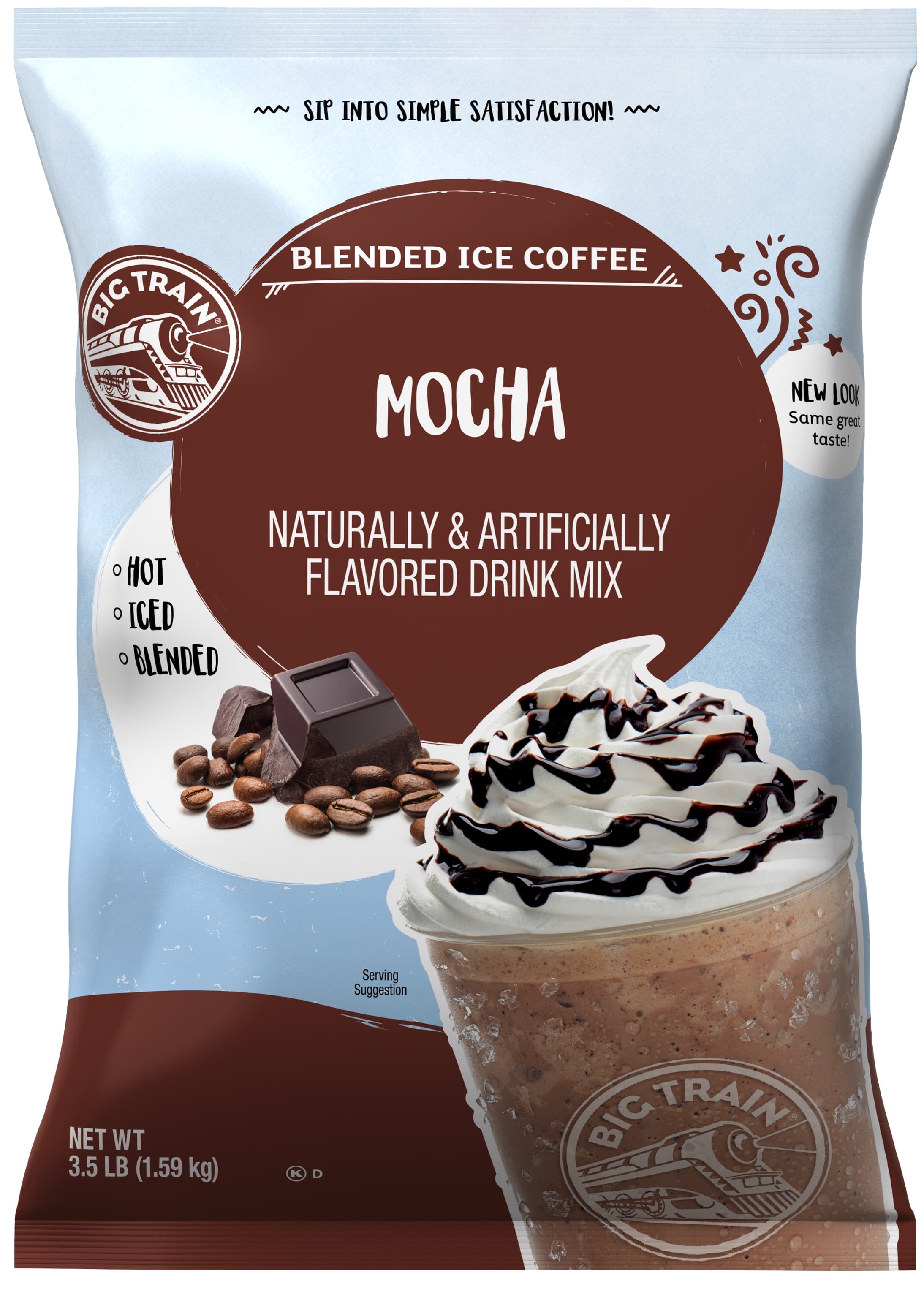 Big Train Mocha Blended Ice Coffee Mix, 3.5 lb Bag (Case of 5) - Frappe Base, Just Add Ice