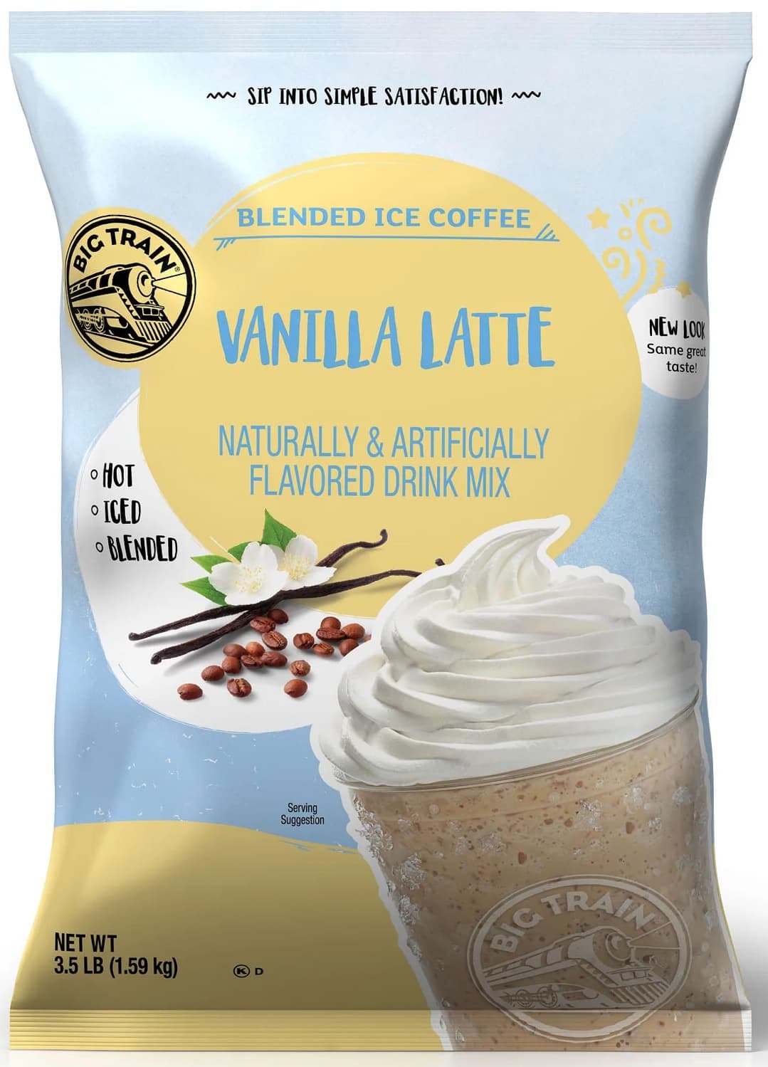 Big Train Vanilla Latte Blended Ice Coffee Beverage Mix Five 3.5 lb. Bags