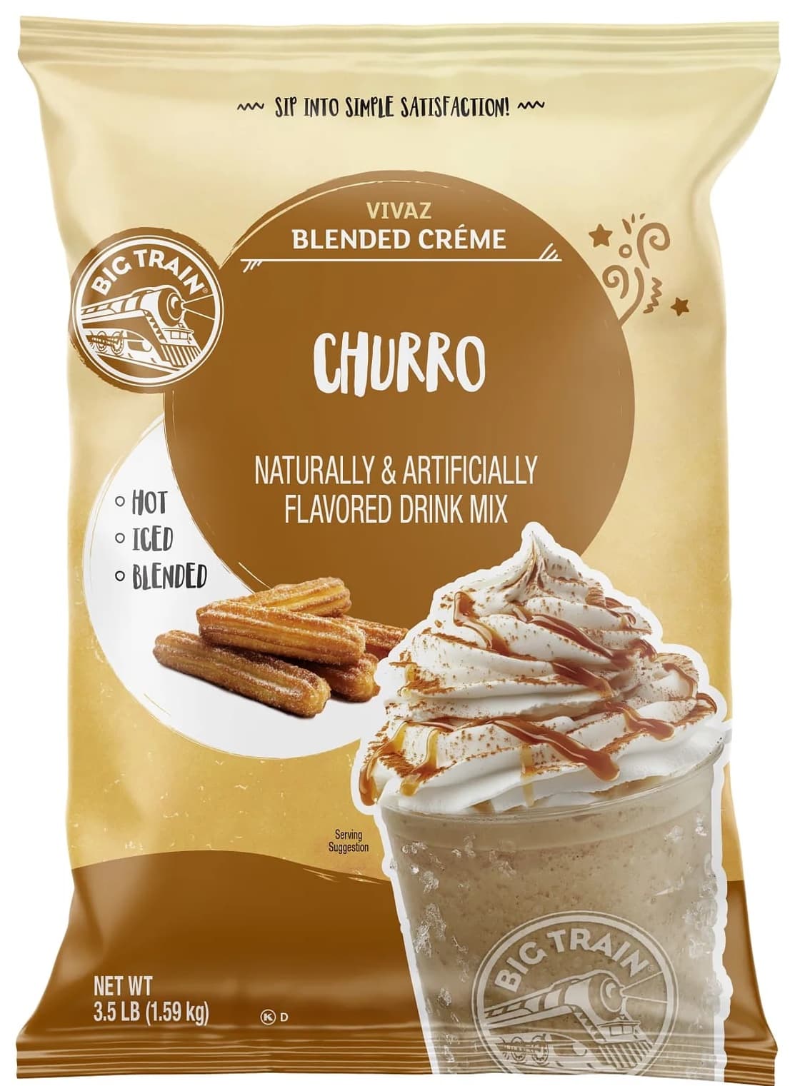 Big Train Vivaz Churro Blended Creme Beverage Mix Five 3.5 Lb. Bags