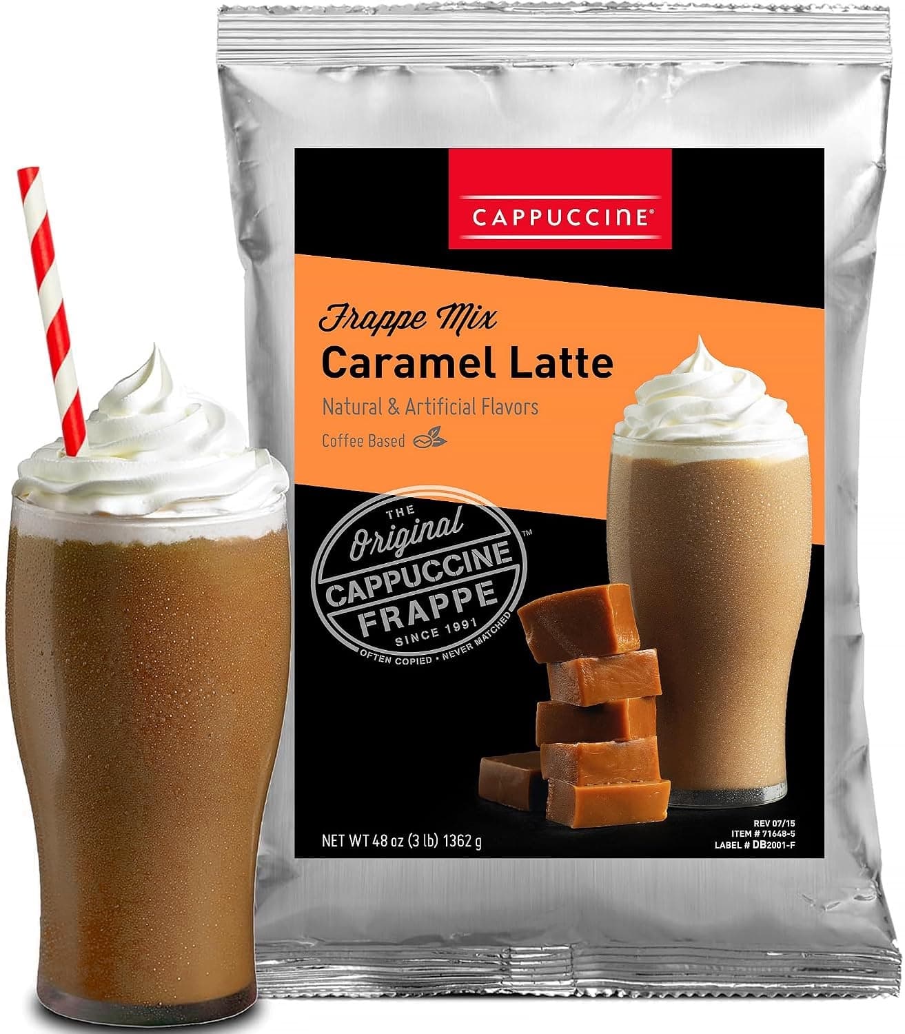 Cappuccine Caramel Latte Frappe Mix 3 lb. Foil Bags (Pack of 5)