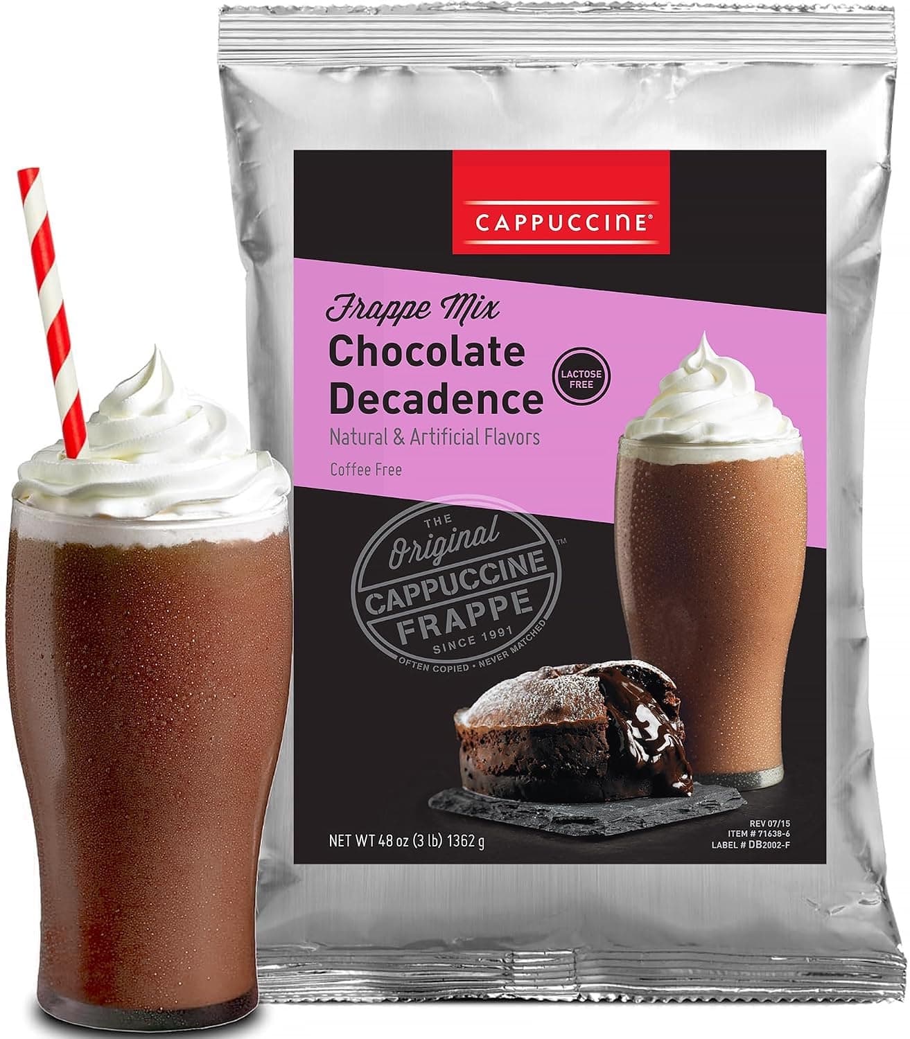 Cappuccine Chocolate Decadence Frappe Mix, 3 Pound (Pack of 5)