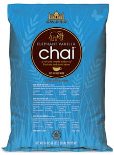 David Rio Elephant Vanilla Chai Mix, 4 lb Foodservice Bag (Case of 4) - ~65 Servings per Bag