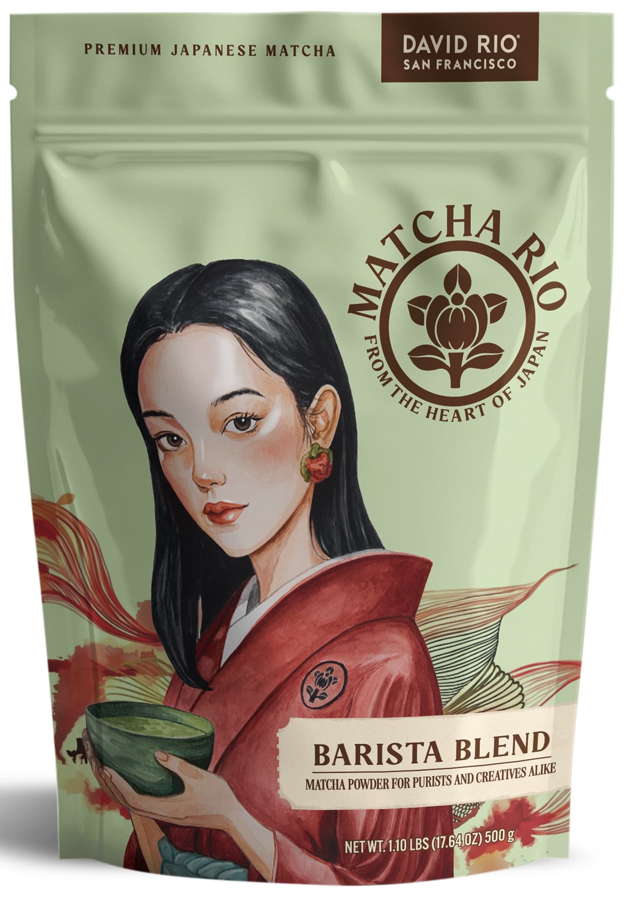 David Rio Matcha Rio Barista Blend, 1.1 lb Bag (Case of 4) - Matcha Program Grade