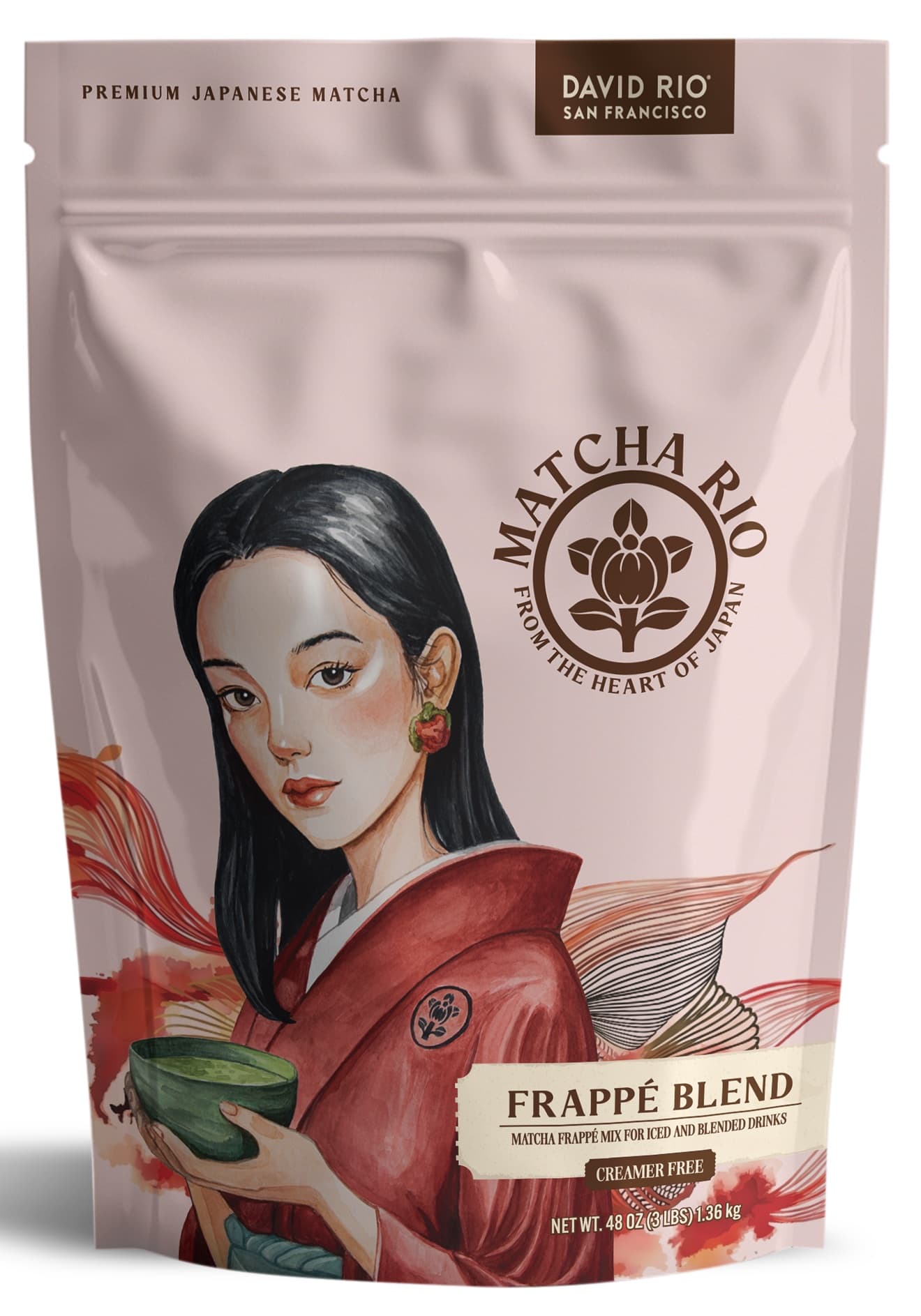 David Rio Matcha Rio Frappe Blend, 1.1 lb Pouch (Case of 4) - Sweetened Matcha Base
