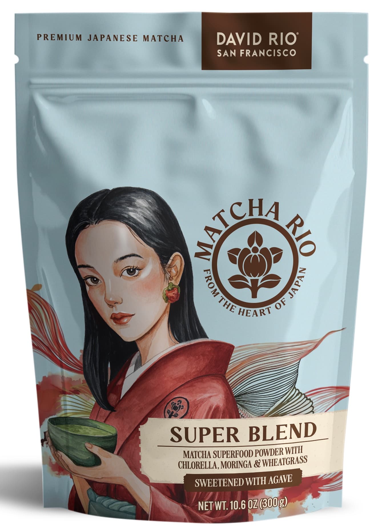 David Rio Matcha Rio Super Blend, 1.1 lb Bag (Case of 4) - Sweetened Matcha Base
