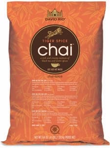 David Rio Tiger Spice Chai Mix, 4 lb Foodservice Bag (Case of 4) - ~65 Servings per Bag