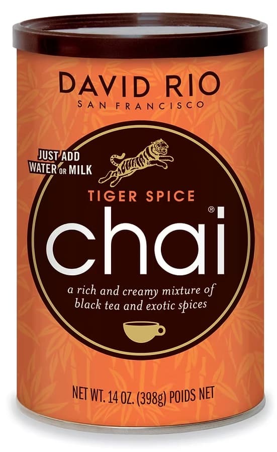 David Rio Tiger Spice Chai, 14 oz Canister (Case of 6) - Retail Shelf & Low-Volume Counter