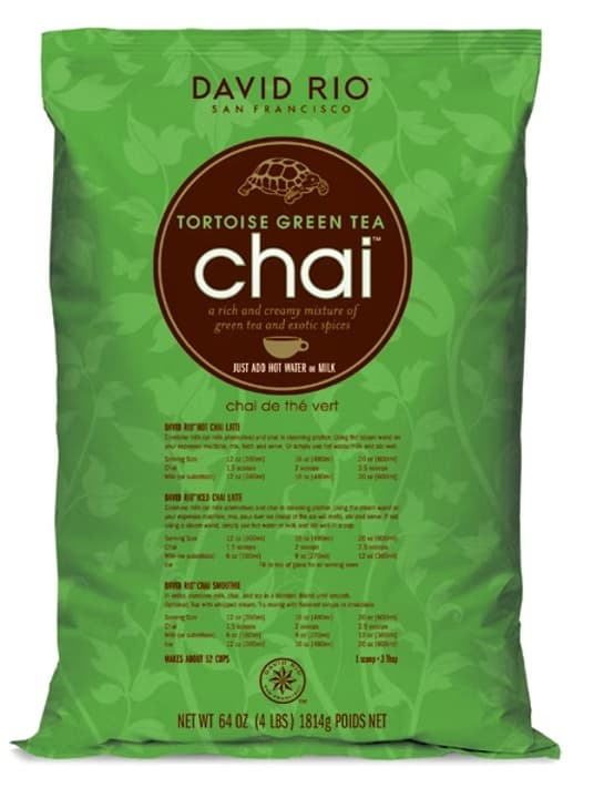 David Rio Tortoise Green Chai Mix, 4 lb Bag (Case of 4) - Hot, Iced or Blended