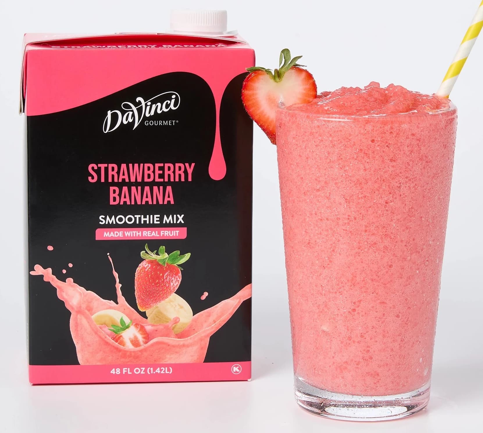 DaVinci Gourmet Strawberry Banana Smoothie Mix Six 48 Oz. Cartons