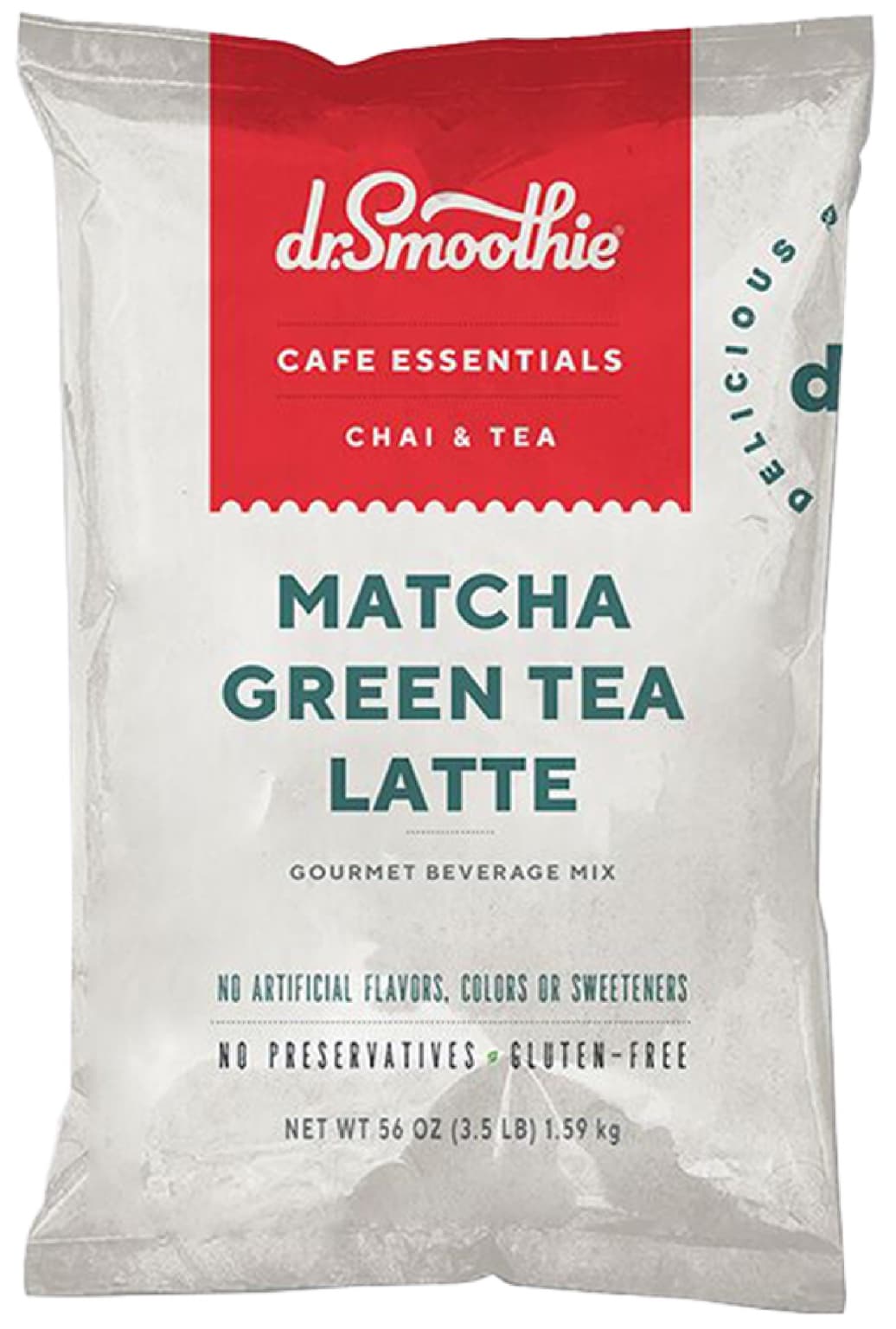 Dr. Smoothie Matcha Green Tea Latte Mix, 3.5 lb Pouch (Case of 5) - Specialty Menu Line - Hot, Iced or Blended