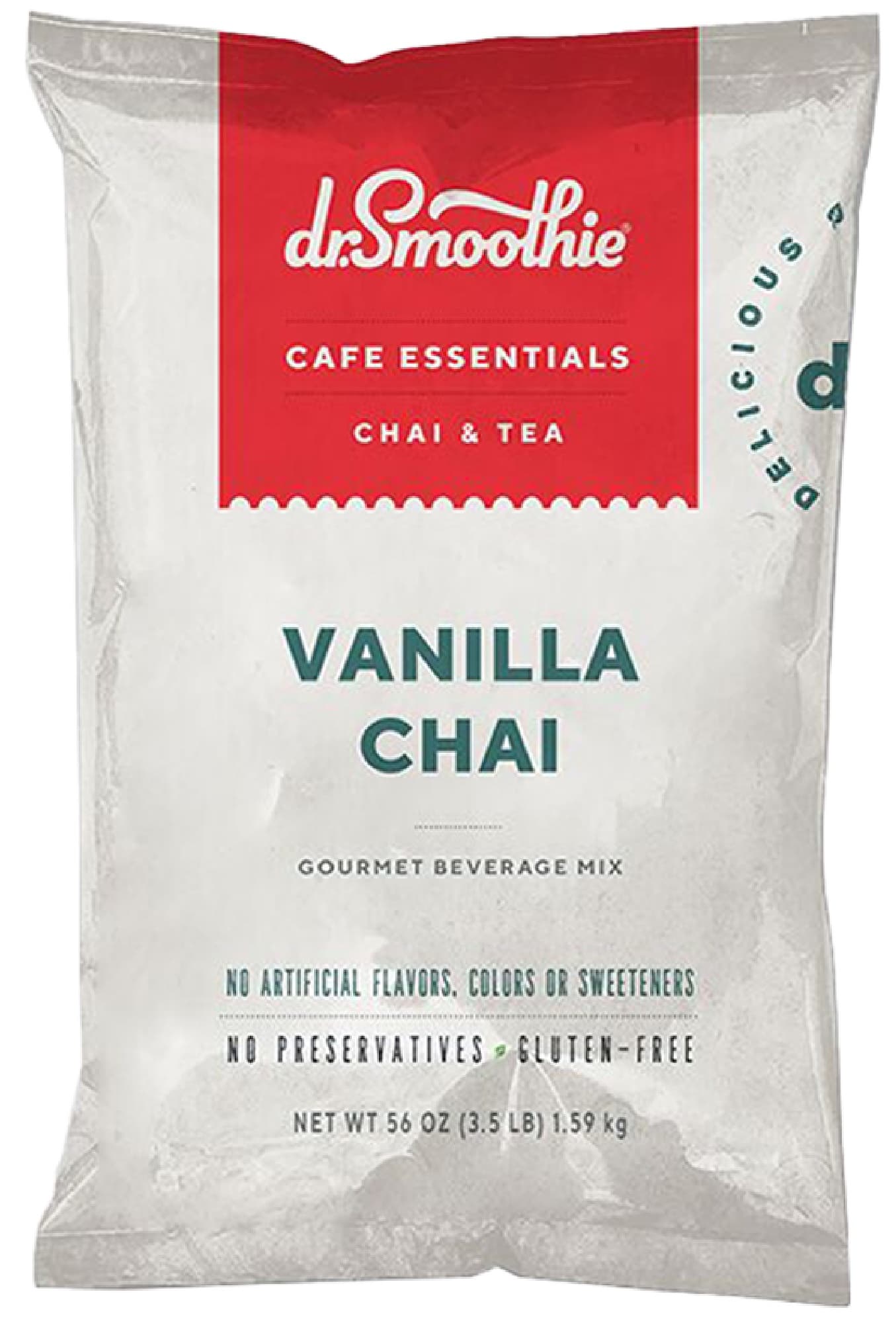 Dr. Smoothie Cafe Essentials Gourmet Beverage Mix Vanilla Chai Five 3.5 Lb. Pouches