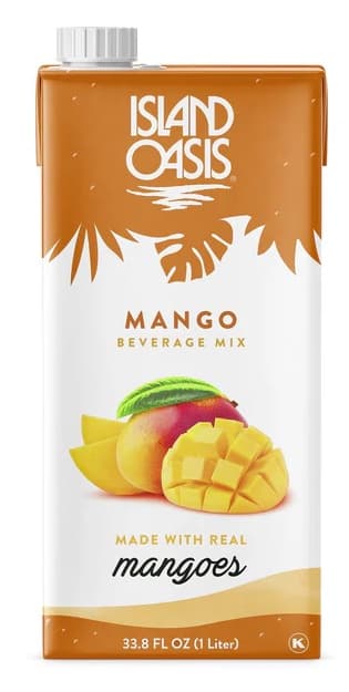 Island Oasis Mango Puree, Aseptic 1L Carton (Case of 12) - Real Fruit, No Freezer Needed