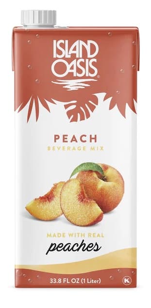 Island Oasis Peach Puree, Aseptic 1L Carton (Case of 12) - Real Fruit, No Freezer Needed