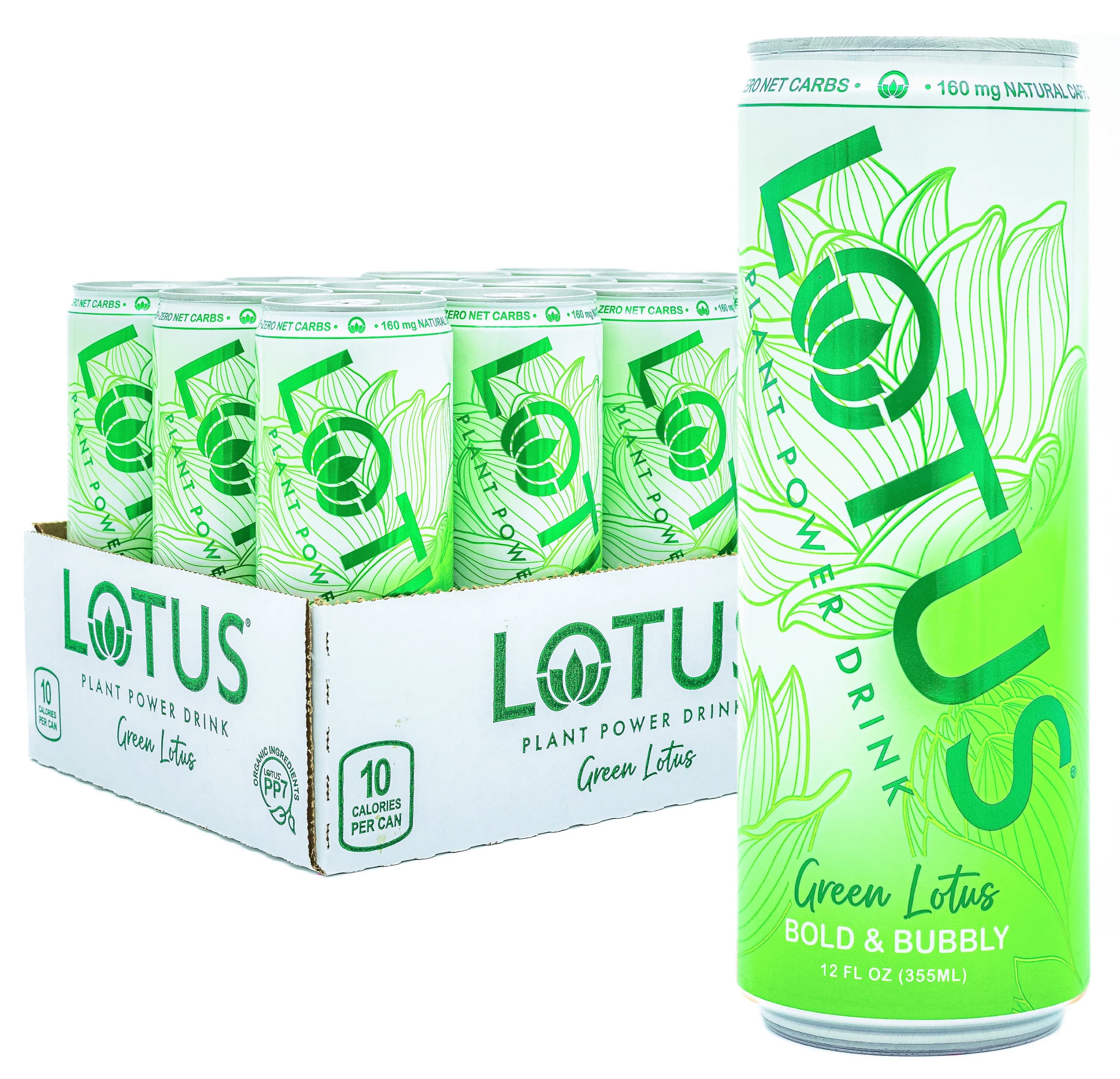 Lotus Plant Power Zero Sugar Green Drink Twelve 12 oz Cans