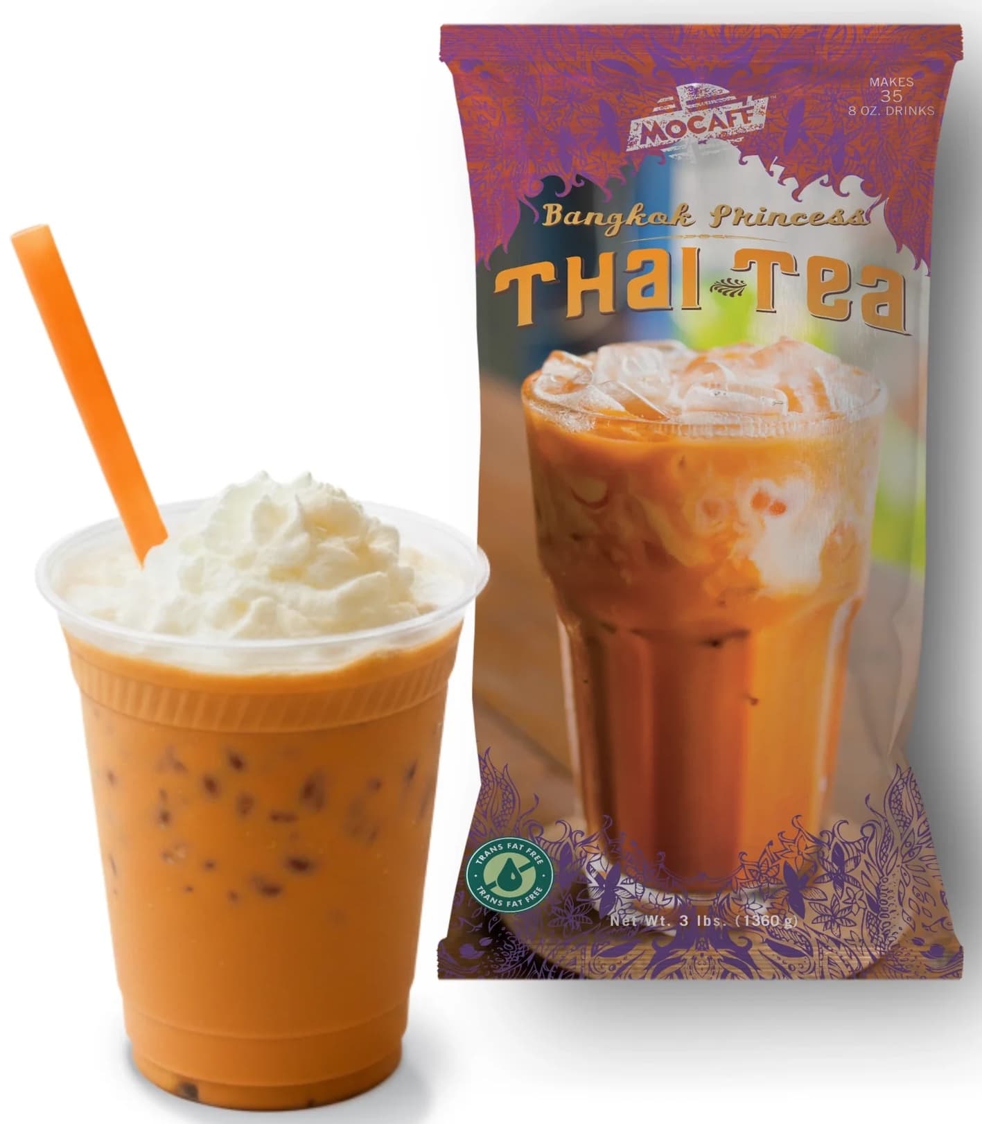 Mocafe Thai Tea Mix, 3 lb Bag (Case of 4) - Thai Tea Latte Base