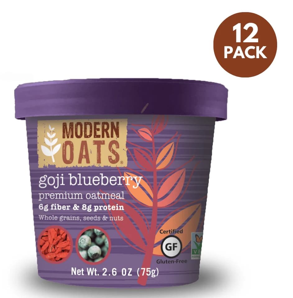 Modern Oats Oatmeal Cup, Goji Blueberry (12-Pack) - Grab-and-Go, Just Add Hot Water