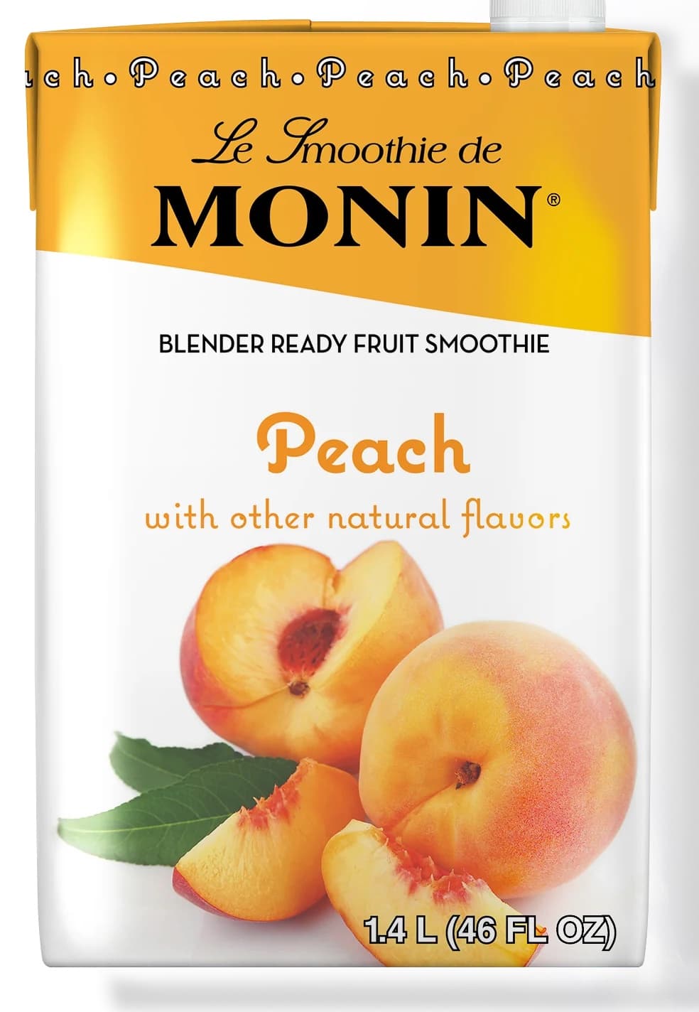 Monin Peach Fruit Smoothie Mix, Six 46 Oz.