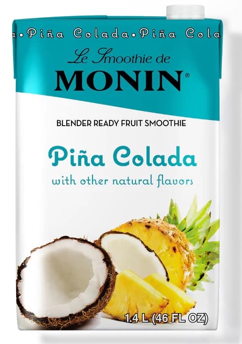 Monin Piña Colada Fruit Smoothie Mix, Six 46 Oz. Cartons