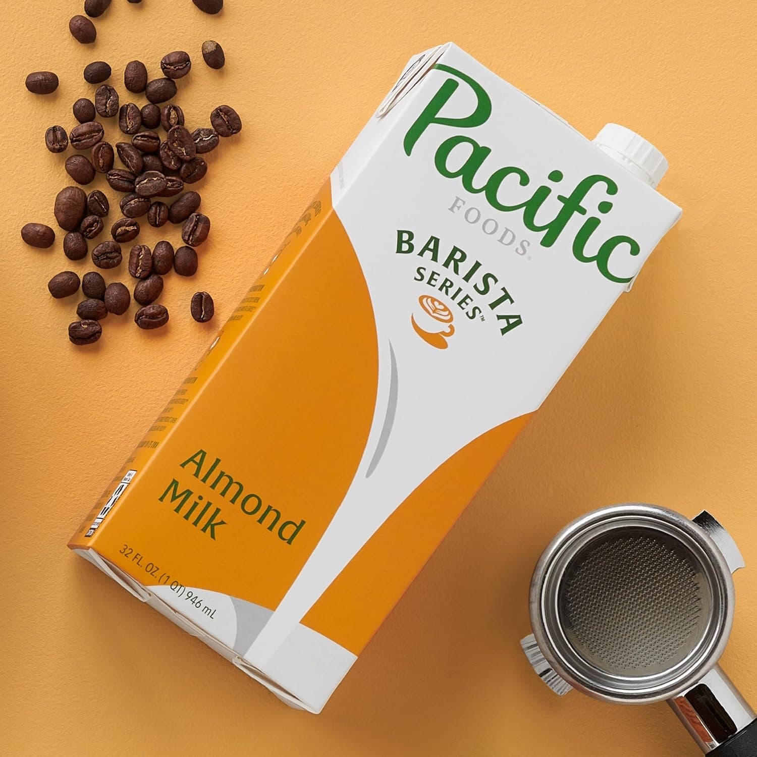 Pacific Foods Barista Series Almond Unsweetened Beverage, 32 oz Carton (Case of 12) - Barista Formulation, Shelf-Stable
