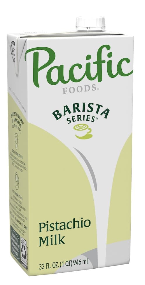 Pacific Foods Barista Series Pistachio Milk Twelve 32 Oz. Cartons