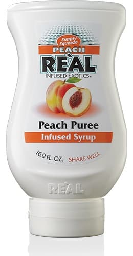Real Infused Peach Syrup, 16.9 oz Squeeze Bottle (Case of 6) - Real Fruit, No Pump Needed