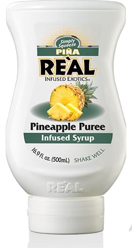 Real Infused Pineapple Syrup, 16.9 oz Squeeze Bottle (Case of 6) - Real Fruit, No Pump Needed
