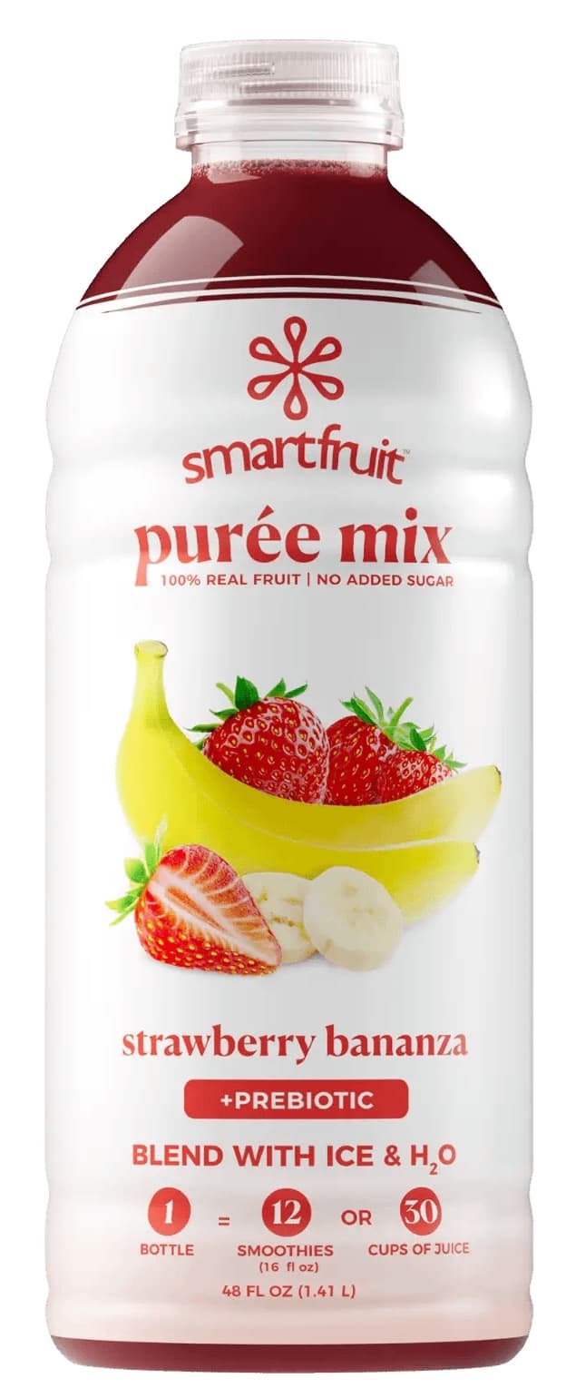 Smartfruit Real Fruit Puree Mix, Strawberry Bananza, Bottle (Case of 6) - 100% Fruit, No Added Sugar Smoothie Base