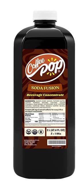 Tiki Breeze Coffee Pop Soda Fusion Concentrate, 2L Bottle (Case of 6) - Dirty Soda Base, ~1:5