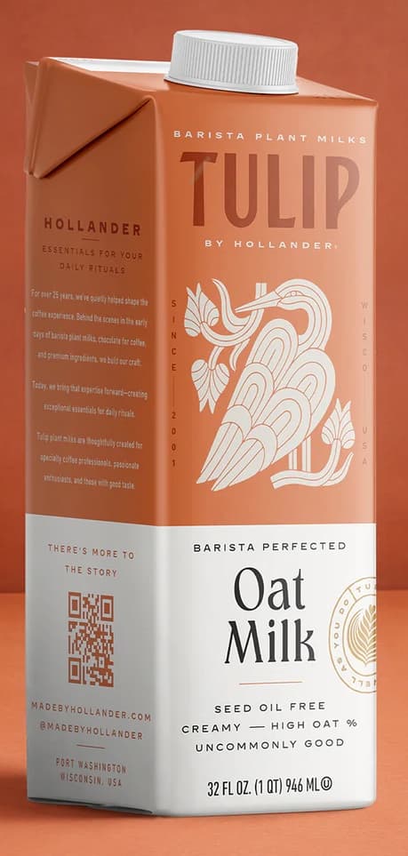 Tulip by Hollander Barista OatMilk, 32 oz Carton (Case of 12) - Barista Formulation, Shelf-Stable