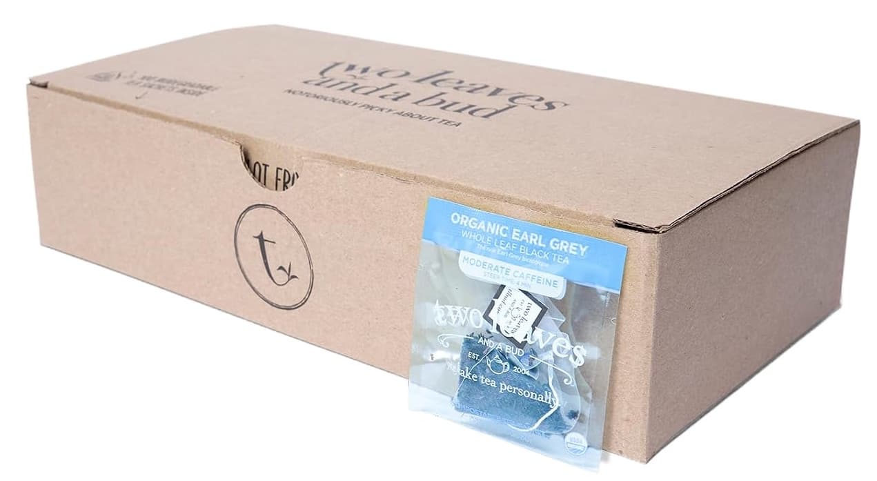 Two Leaves and a Bud Tea Organic Earl Grey 100 Count Tea Sackets