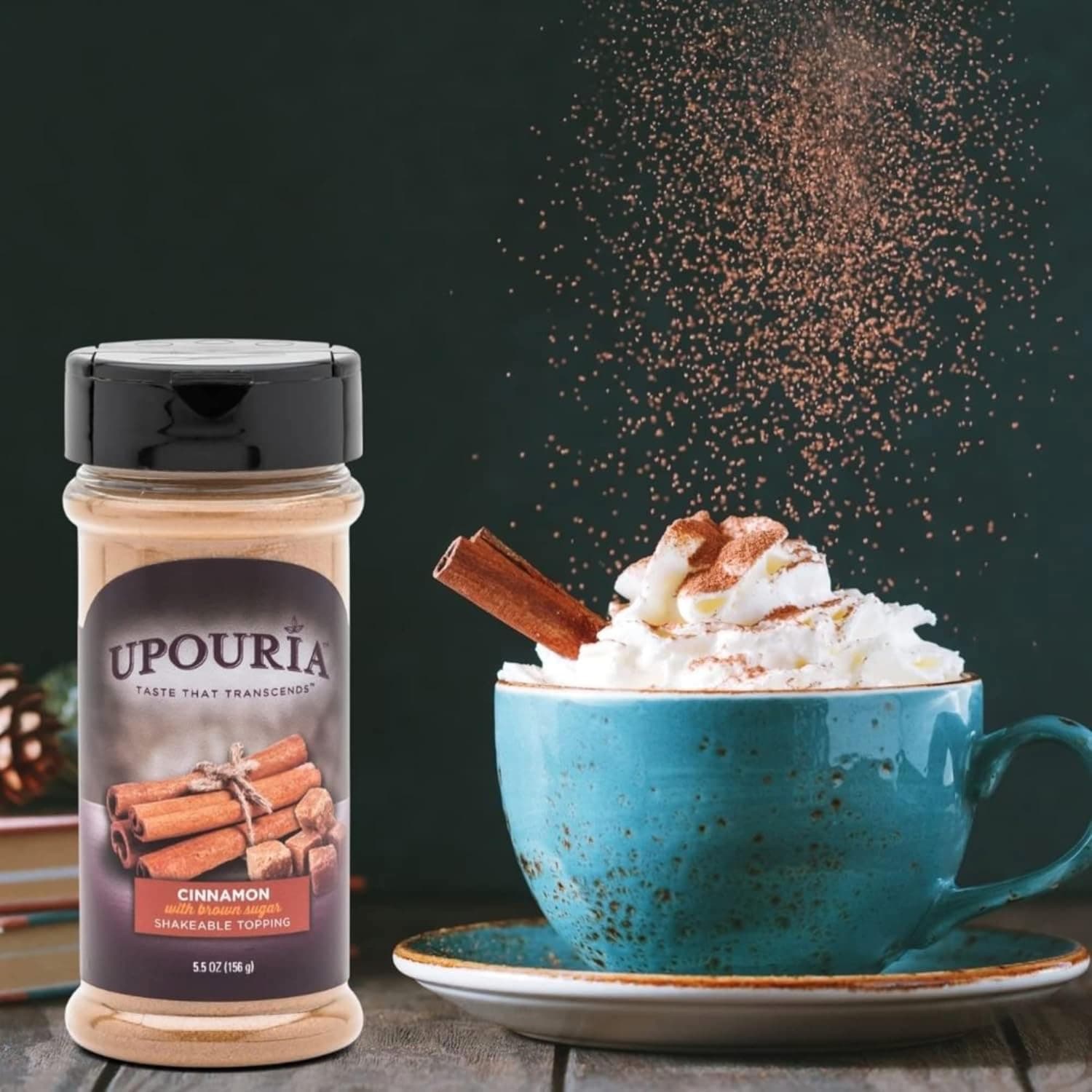 Upouria Cinnamon Brown Sugar Flavored Shakable Topping, Six 5.5 oz Containers