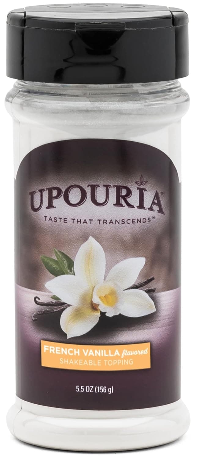Upouria French Vanilla Shakable Topper, 5.5 oz Container (Case of 6) - Finish Drinks Like a Chain